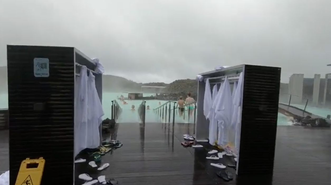 Blue lagoon walking out to the water