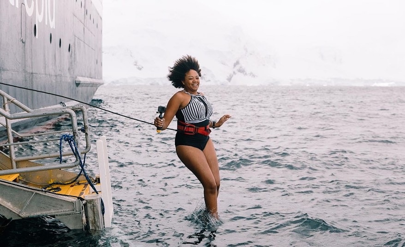 Sepaking of unforgettable, doing the Polar Plunge in Antarctica waters.